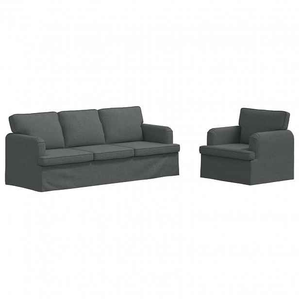 vidaXL Set pohovek 2 ks Tmavě šedá textil