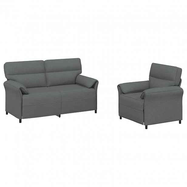 vidaXL Set pohovek 2 ks Tmavě šedá Textil