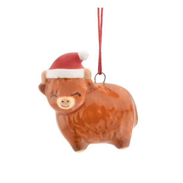 Keramická vánoční ozdoba 4,5 cm Highland Cow – Sass & Belle