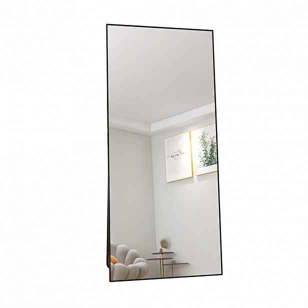 STOJACÍ zrcadlo 180x80 cm – Volně stojící a nástěnné, hliníková slitina, černá