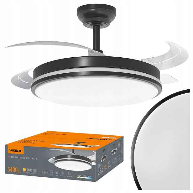 Stropní Svítidlo S Ventilátorem Videx CLF01 60W 3000K-4200K-6000K 230V Černá