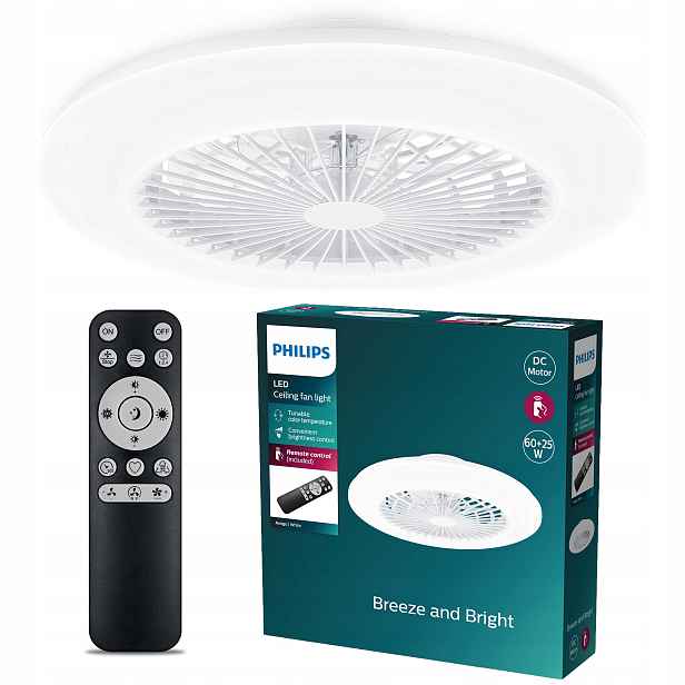 Stropní Svítidlo Stropní Svítidlo Led s Větrným Mlýnem 85W Lustr Cct Dálkový Ovladač Amigo Philips