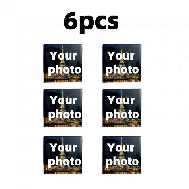 TEMU 6ks/1sada Vlastní Fotografické Magnetky na Lednici - 5*5cm Personalizované Magnety, Záložky a Fotopásky pro Narozeniny, Vánoce, Den Otců, Svatby