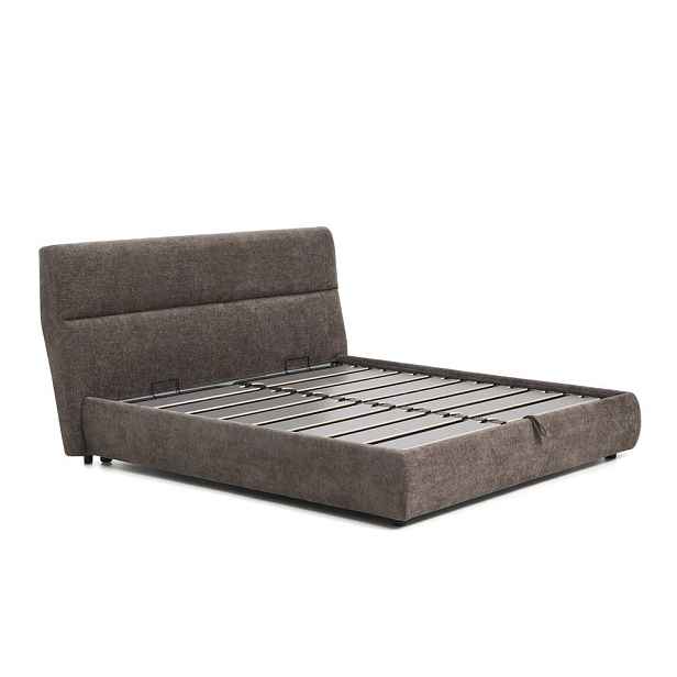 Tmavě hnědá čalouněná dvoulůžková postel z žinylky s úložným prostorem s roštem 180x200 cm Dafra – Kave Home