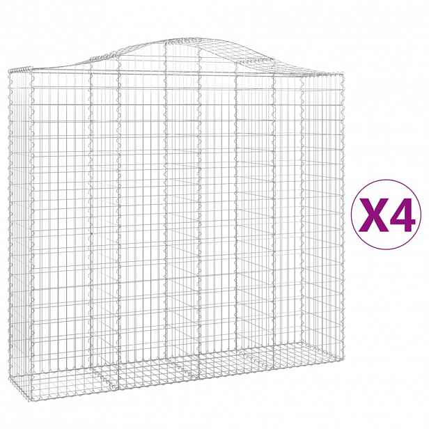 vidaXL Klenuté gabionové koše 4 ks 200x50x180/200cm pozinkované železo