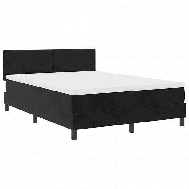 vidaXL LED box pružinová postel s čelo Černá 160 x 200 cm samet