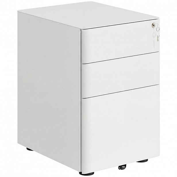 Vinsetto ROLLCONTAINER mobilní kartotéka se 3 zásuvkami Kancelářská skříňka Ocel Bílá