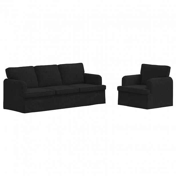vidaXL Set pohovek 2 ks Černá textil