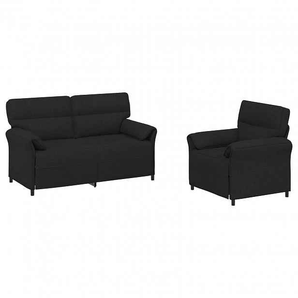 vidaXL Set pohovek 2 ks Černá Textil