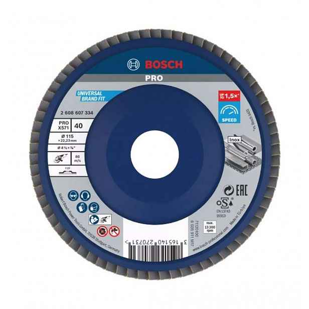 Bosch - Lamelový brusný kotouč na ocel, P40, průměr 115 mm 2608607334