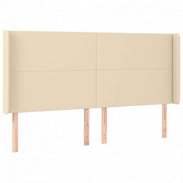 vidaXL Čelo postele typu ušák krémové 183x16x118/128 cm textil