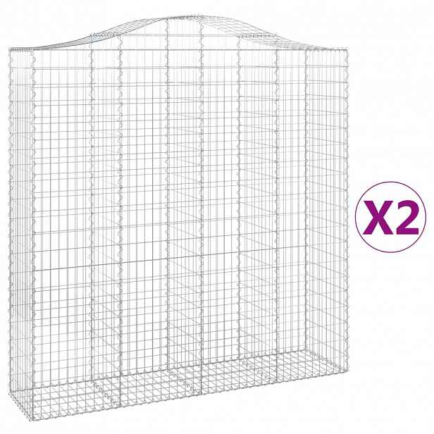 vidaXL Klenuté gabionové koše 2 ks 200x50x200/220cm pozinkované železo