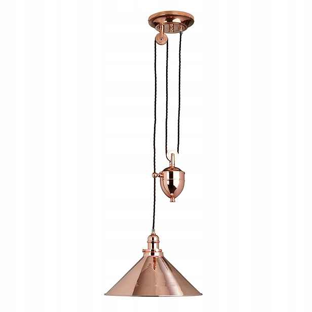 Industriální vintage měděná závěsná lampa Elstead s nastavitelnou výškou