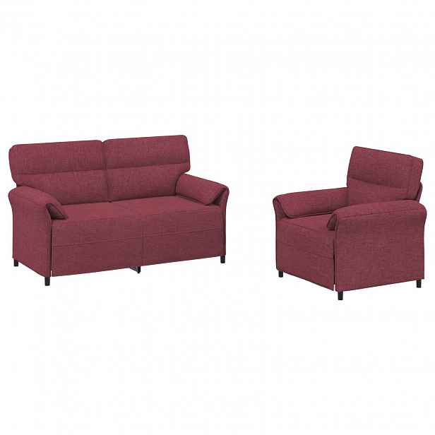 vidaXL Set pohovek 2 ks Víno Červené Textil