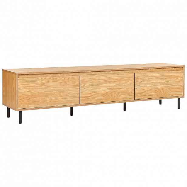 Beliani TV STOLEK Světle hnědý, Černý Nikea 45/180/40 cm
