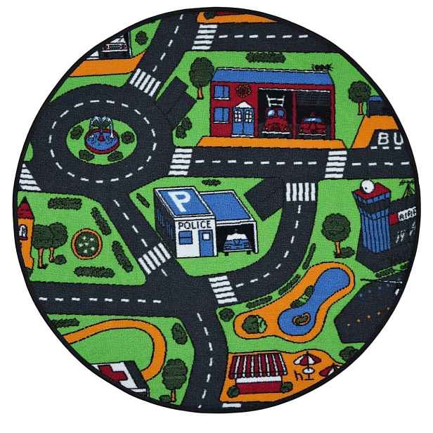 Dětský kusový koberec City life kruh, 80x80 (průměr) kruh, vícebarevná, dětský pokoj, Vopi