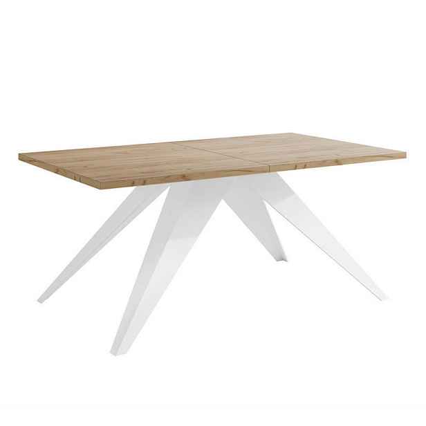 Idohome JÍDELNÍ STŮL XANDRO rozkládací 140/80/76 cm s kovovou podnoží, bílý / dub Craft