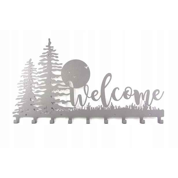 Nástěnný kovový věšák na oblečení bundy, klíče Welcome, moderní barvy