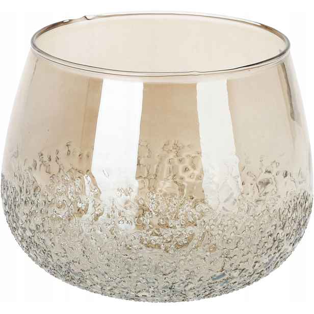 Svícen GoldenGlow 19,5 x 15 cm skleněný, zlatý lesk, větší