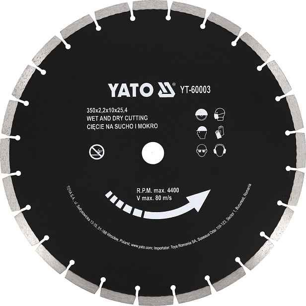 Diamantový Kotouč Na Betonu 350x25,4MM Yato YT-60003