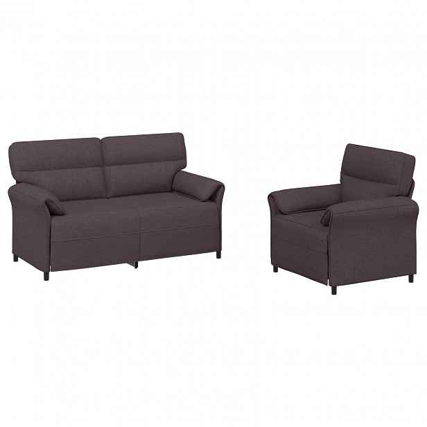 vidaXL Set pohovek 2 ks Tmavě hnědá Textil
