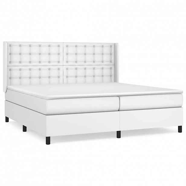 vidaXL Box spring postel s matrací bílá 200x200 cm umělá kůže