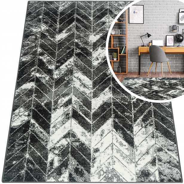 Módní Koberce Do Obývacího Pokoje Graf Šedá Černá 120x170PL