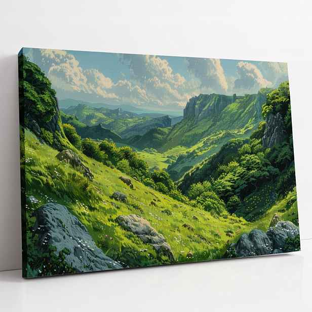 Obraz na plátně Zelené údolí mezi horami krajina do pokoje obýváku 80x60
