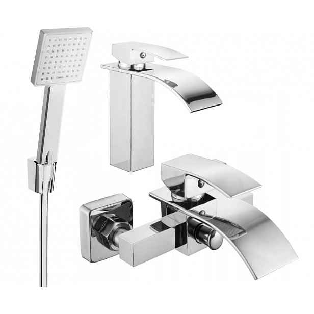 MEXEN - Aries R45 Set umyvadlové a vanové baterie s příslušenstvím, chrom 744803R45-00
