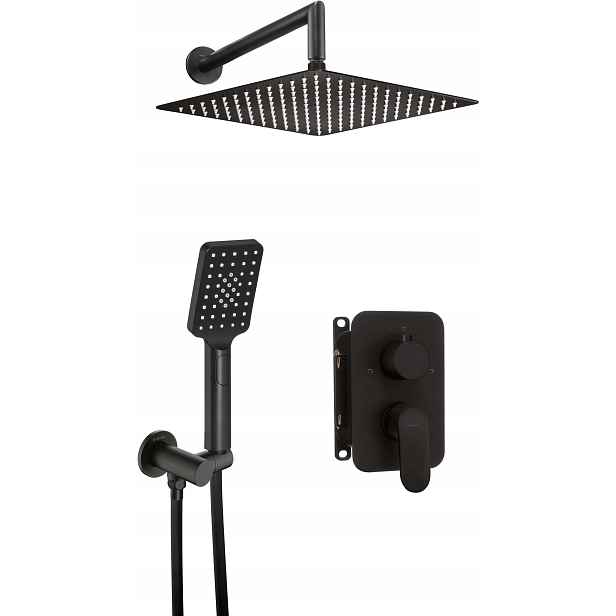 Podomítkový sprchový set s směšovacím boxem, černý design