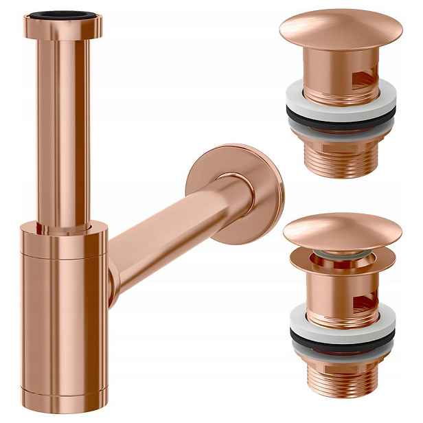 Umyvadlový Sifon Rose Gold Mosazný Klik Klak Zp