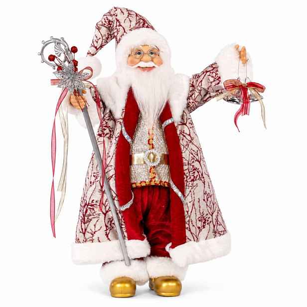 Velký Mikuláš Figurka 60 CM Vánoční Dekorace S Hůlkou A Zvonky Vánoční Stromek