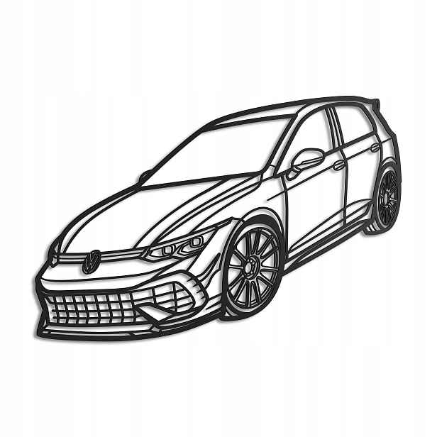 Dřevěný 3D obraz Golf 8r 2022 ve stylu Line Nástěnná Dekorace Dárek XL