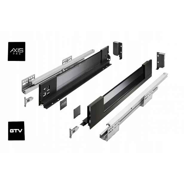 Šuplík Gtv Axis Pro Glass Nízká H86 400 Bok Se Sklem S Tlumením Dovírání Černá