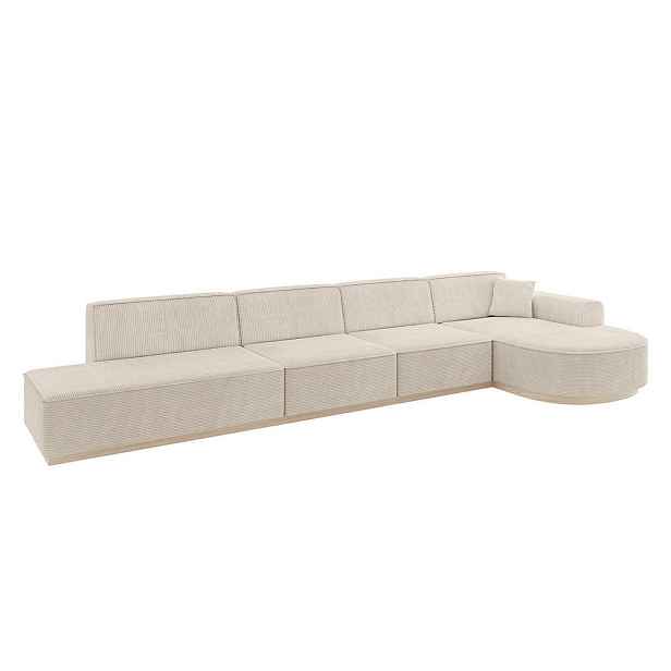 ALTDECOR ROHOVÁ SEDAČKA s otomanem, pravá ARRIO-L3 413x171x83 Béžová Manšestr