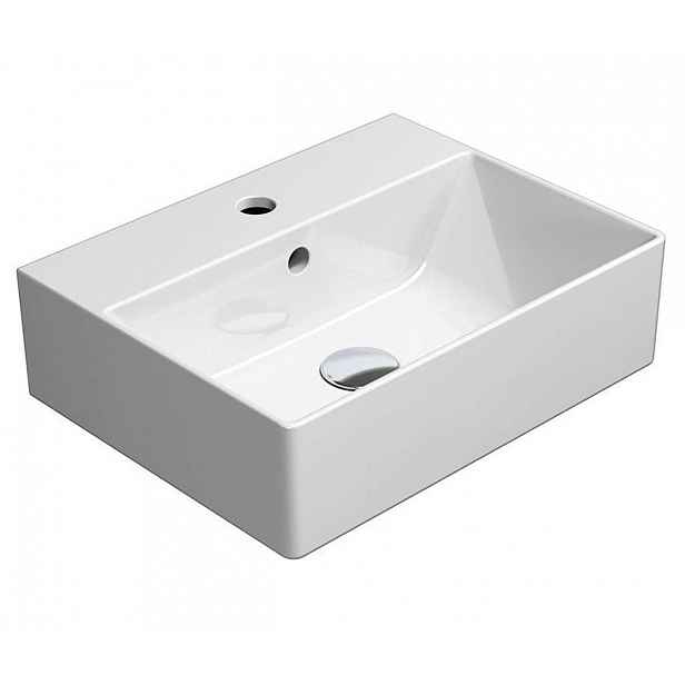Sapho GSI Kube X - Umývátko 45x35 cm, s přepadem, s 1 otvorem pro baterii, Extraglaze, bílá 9485111