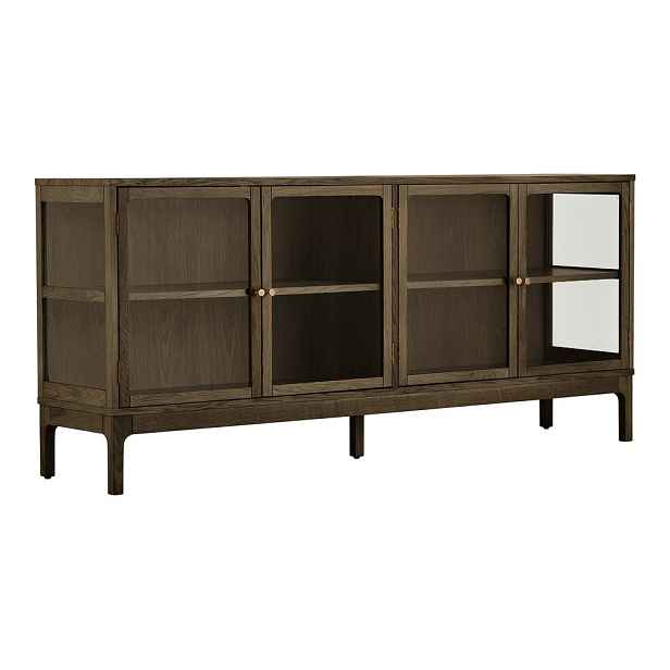 Tmavě hnědá vitrína v dekoru dubu 180x80x40 cm Zamora – House Nordic
