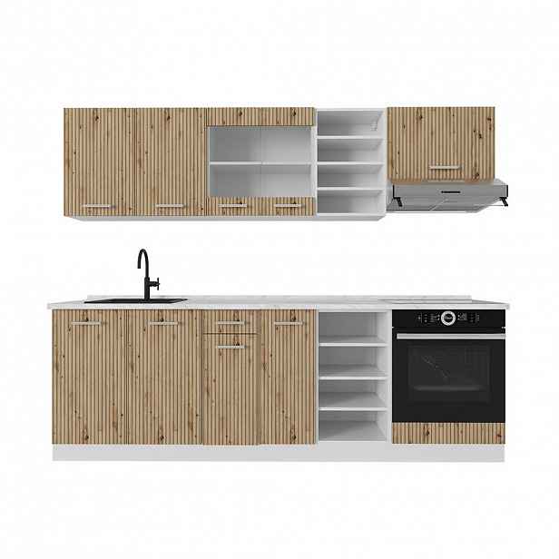 Vicco KUCHYŇSKÝ KOUT R-Line Dub řemeslný/bílý 240 cm s pracovní deskou