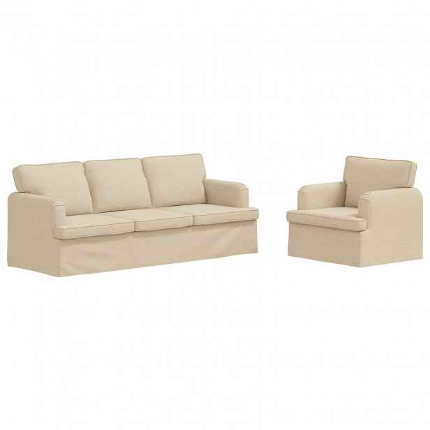 vidaXL Set pohovek 2 ks Krémová textil