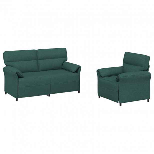 vidaXL Set pohovek 2 ks Tmavě zelená Textil