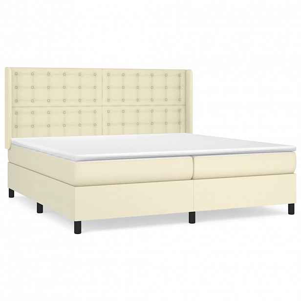 vidaXL Box spring postel s matrací krémová 200x200 cm umělá kůže