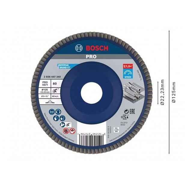 Bosch - Lamelový brusný kotouč na ocel, P80, průměr 125 mm 2608607340