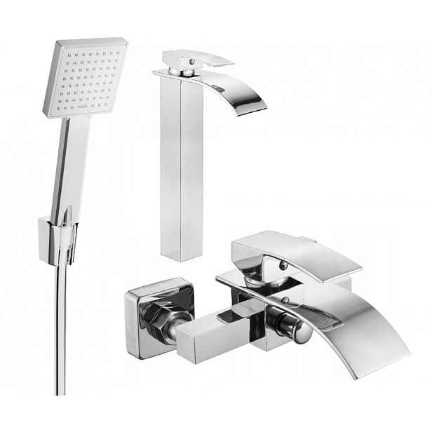 MEXEN - Aries R45 Set umyvadlové a vanové baterie s příslušenstvím, chrom 744813R45-00
