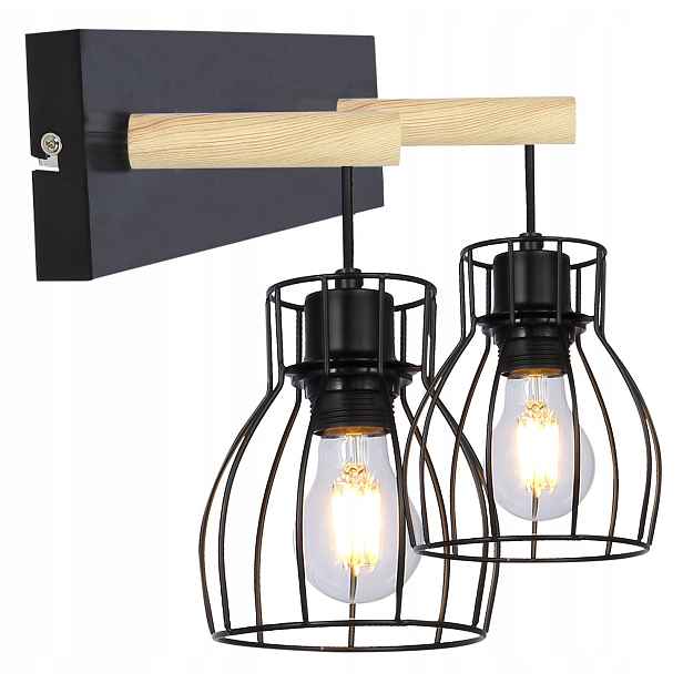 Nástěnné svítidlo dvojité, černé, hnědé, kovové, do ložnice Candellux