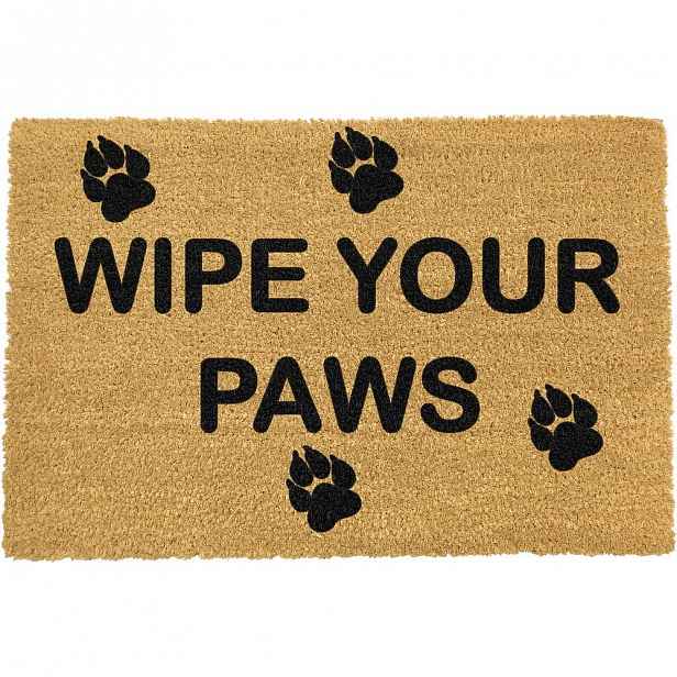 Rohožka z přírodního kokosového vlákna Artsy Doormats Wipe Your Paws, 40 x 60 cm