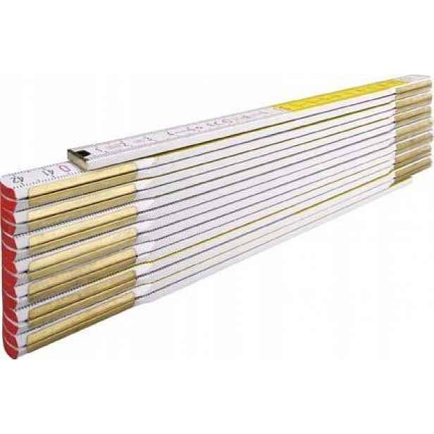 Skládací dřevěný metr, bukové dřevo 3 m x 16 mm, bílá-žlutá barva Stabila