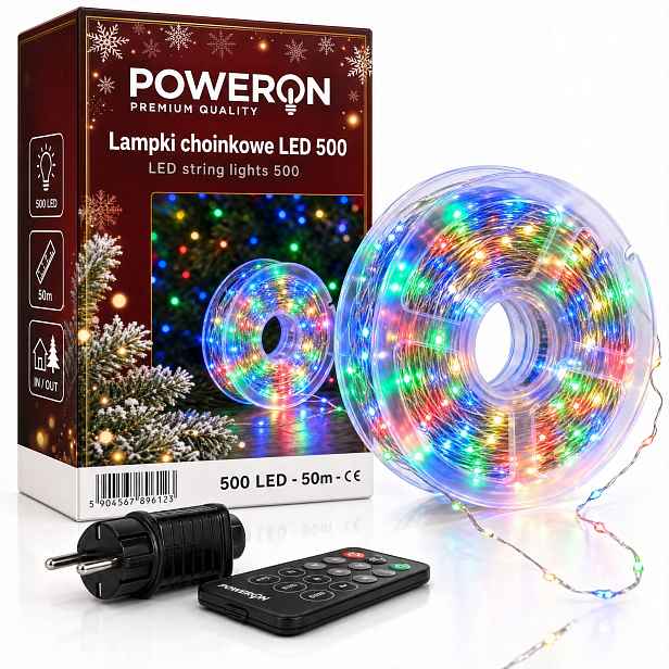 Vánoční Osvětlení Na Stromeček 500 Led Drátky 50 m Multicolor Na Venkovní Vánoční Stromek