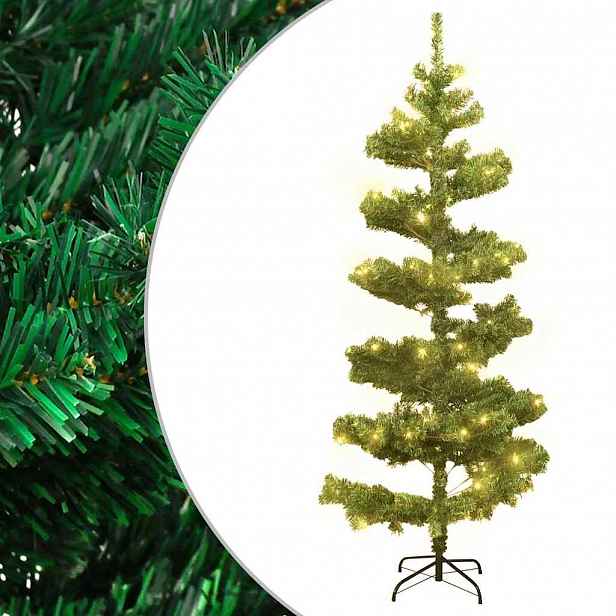 vidaXL Spirálový vánoční stromek s LED a stojanem zelený 180 cm PVC