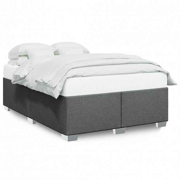 vidaXL Rám postele bez matrace tmavě šedý 140 x 190 cm textil