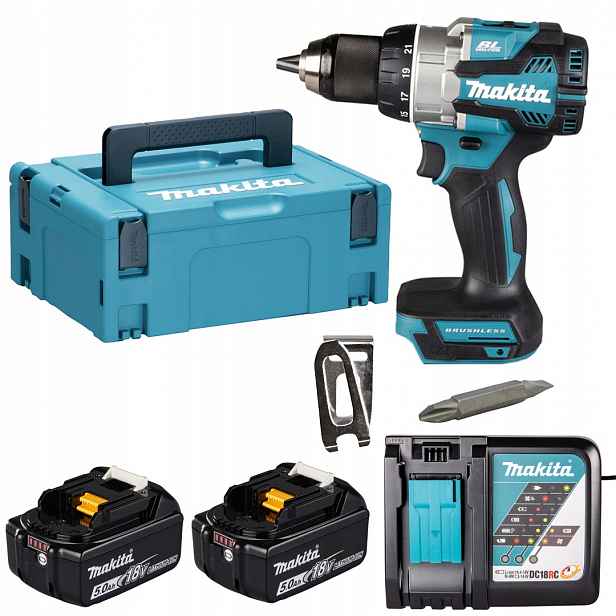 Aku Vrtačka Makita DDF489RTJ Lxt 18V 2x5Ah Bl 73Nm 2 rychlostní stupně, kufr